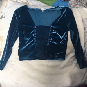 Urban Outfitters Velvet long sleeve crop top